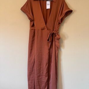 Mango Brown Dolman Sleeve Midi Sundress